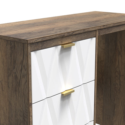 Las Vegas F Desk White & Oak 3 Drawers 97cm