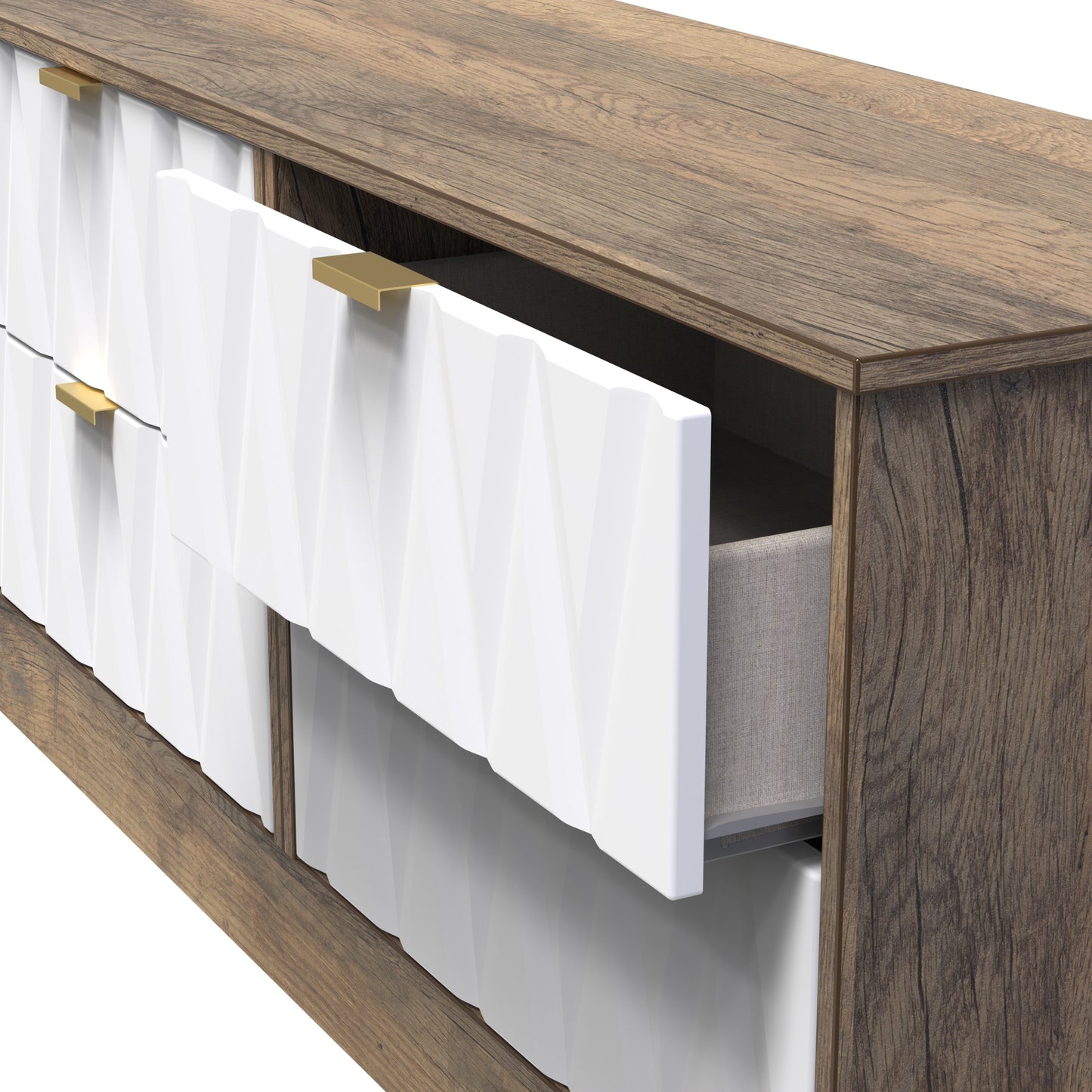 Las Vegas F Large Chest of Drawers White & Oak 4 Drawers 115cm