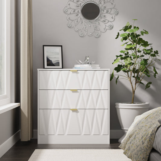 Las Vegas F Chest of Drawers White 3 Drawers 80cm