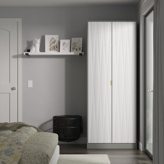 Las Vegas F Tall Wardrobe Grey 2 Doors 1 Shelf 53cm