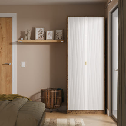 Las Vegas F Tall Wardrobe White & Oak 2 Doors 1 Shelf 198cm