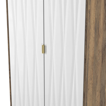 Las Vegas F Tall Wardrobe White & Oak 2 Doors 1 Shelf 198cm