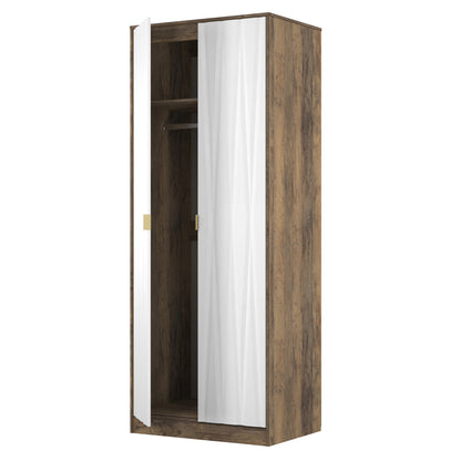 Las Vegas F Tall Wardrobe White & Oak 2 Doors 1 Shelf 198cm