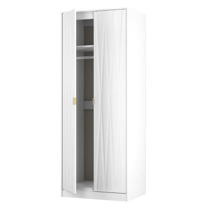 Las Vegas F Tall Wardrobe White 2 Doors 1 Shelf 198cm
