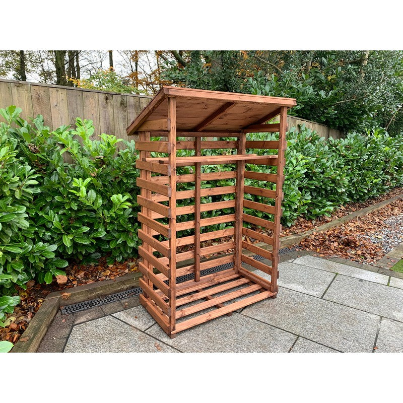 Scandinavian Redwood Garden Log Store by Charles Taylor