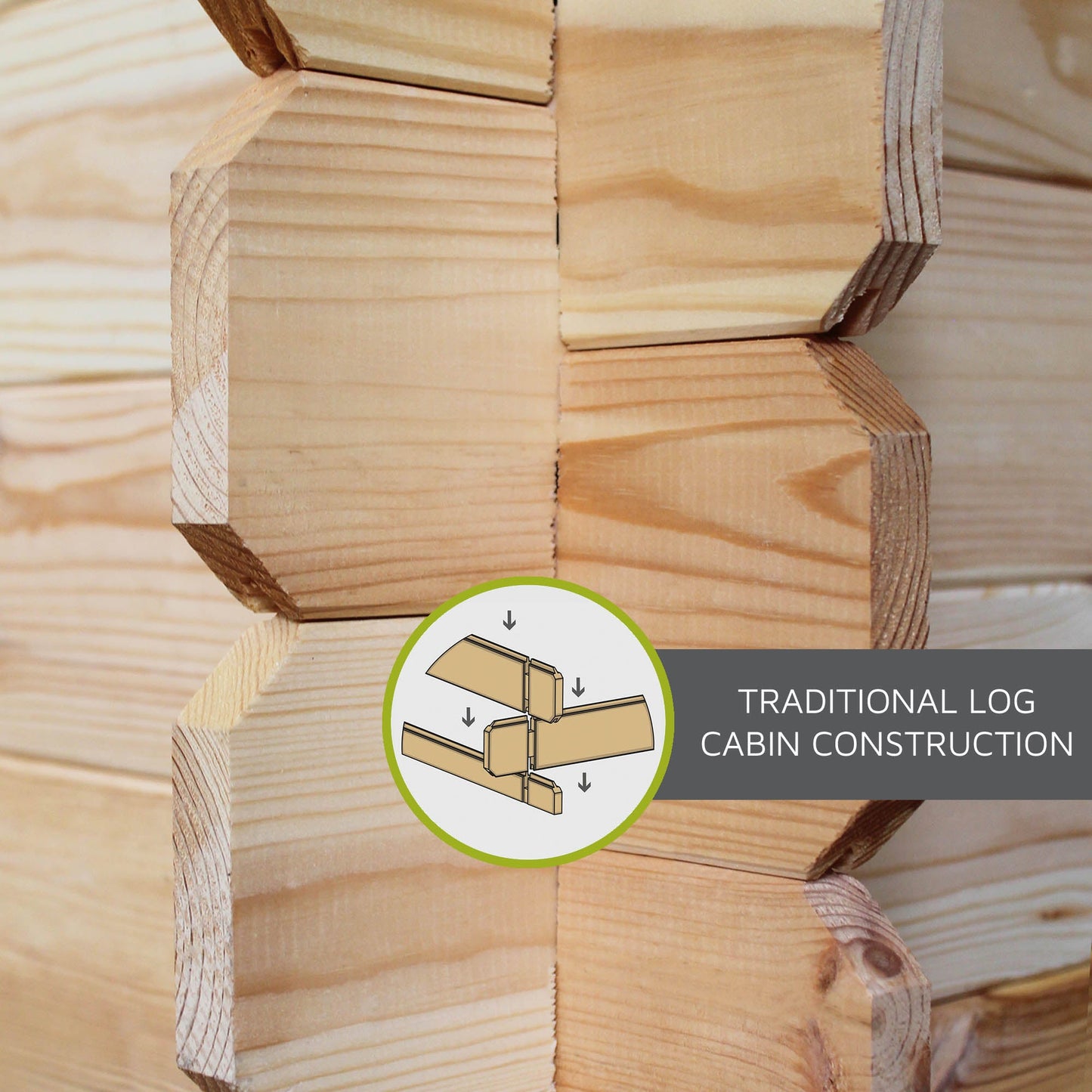 Mercia Studio 10' 11" x 22' 8" Pent Log Cabin Slatted - Premium 44mm Cladding Loglap - White UPVC