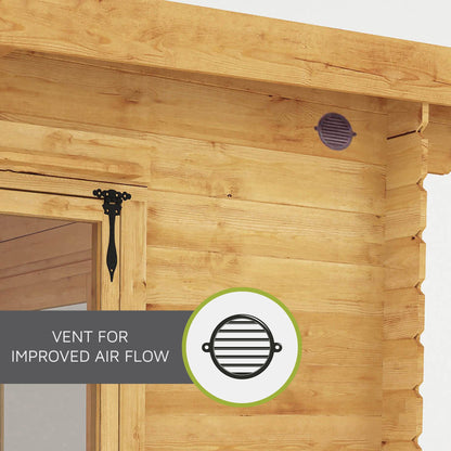 Mercia Corner 10' 4" x 16' 8" Hip Log Cabin Shed - Premium 44mm Cladding Loglap - White UPVC