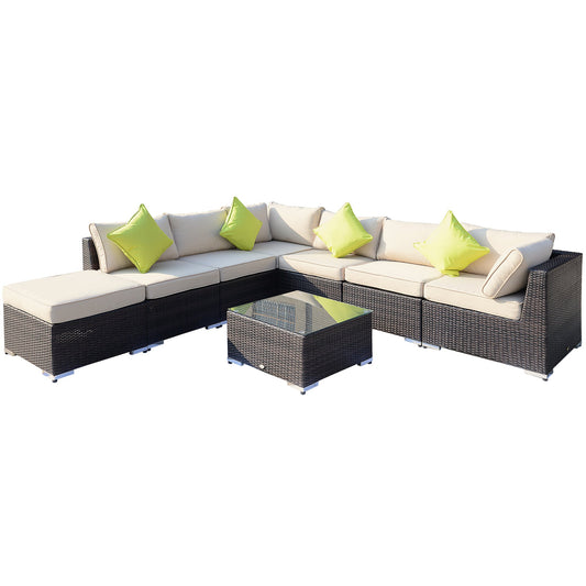 8-Pieces PE Rattan Corner Sofa Set with Thick Cushions Primary Image