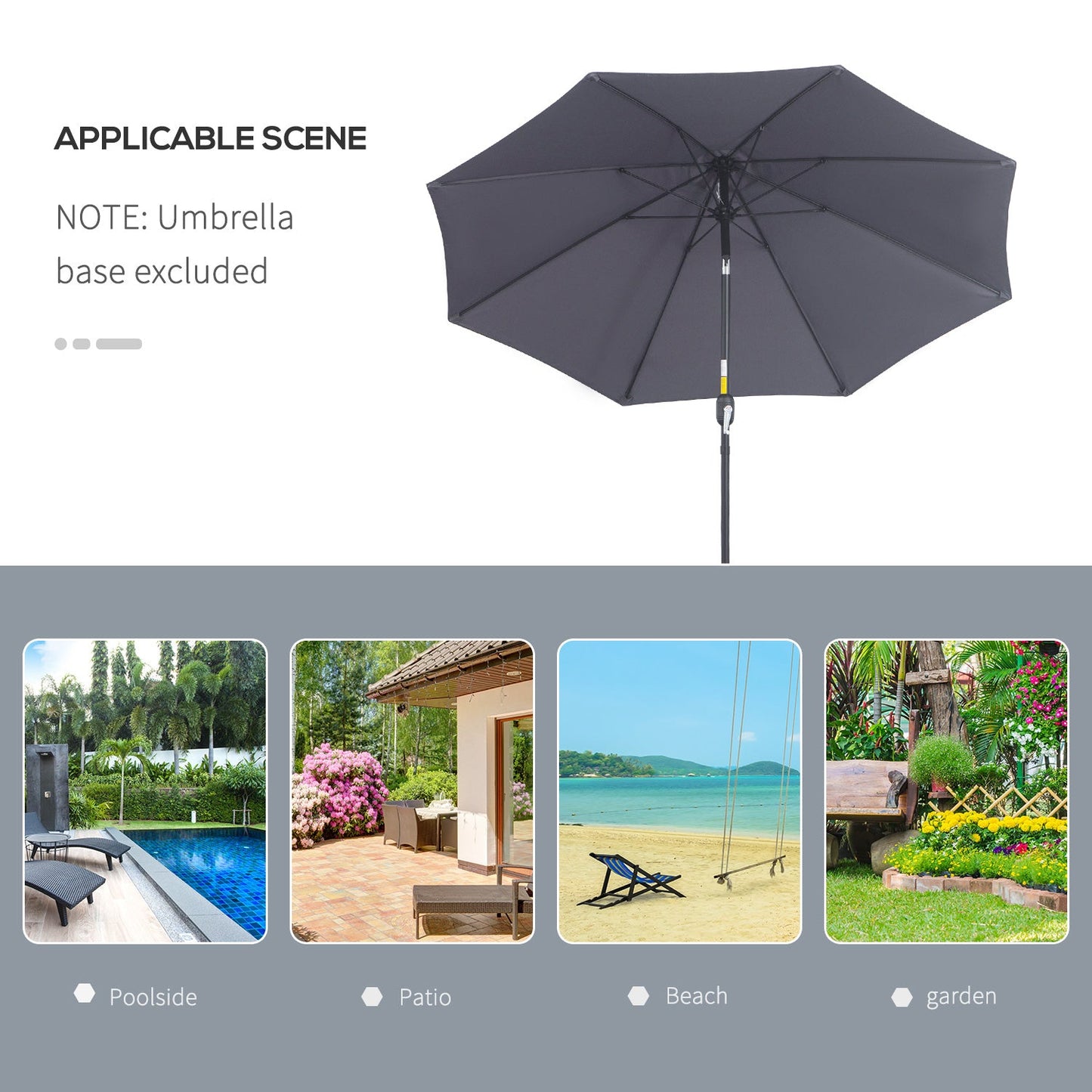 2.7M Patio Sun Umbrella Parasol Tilt Shade Shelter Canopy Aluminium Frame