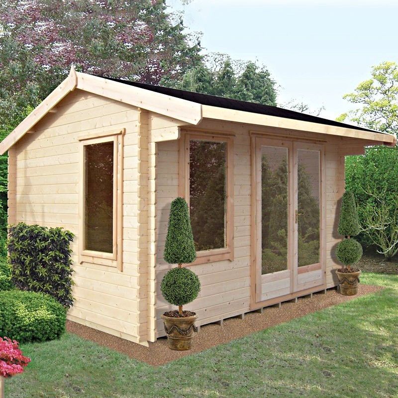 Shire Marlborough 7' 10" x 9' 9" Reverse Apex Log Cabin - Premium 70mm Cladding Tongue & Groove Primary Image
