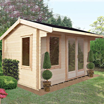 Shire Marlborough 7' 10" x 9' 9" Reverse Apex Log Cabin - Premium 70mm Cladding Tongue & Groove Primary Image