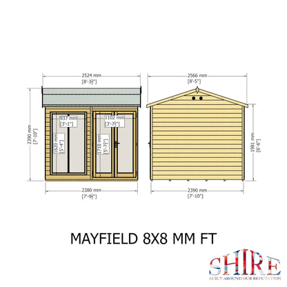 Shire Mayfield 7' 7" x 7' 9" Reverse Apex Summerhouse - Premium Dip Treated Shiplap