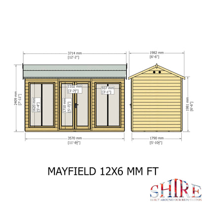 Shire Mayfield 5' 7" x 11' 8" Reverse Apex Summerhouse - Premium Dip Treated Shiplap