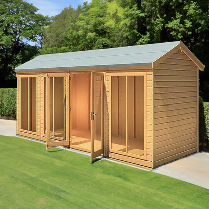 Shire Mayfield 5' 7" x 15' 7" Reverse Apex Summerhouse - Premium Dip Treated Shiplap