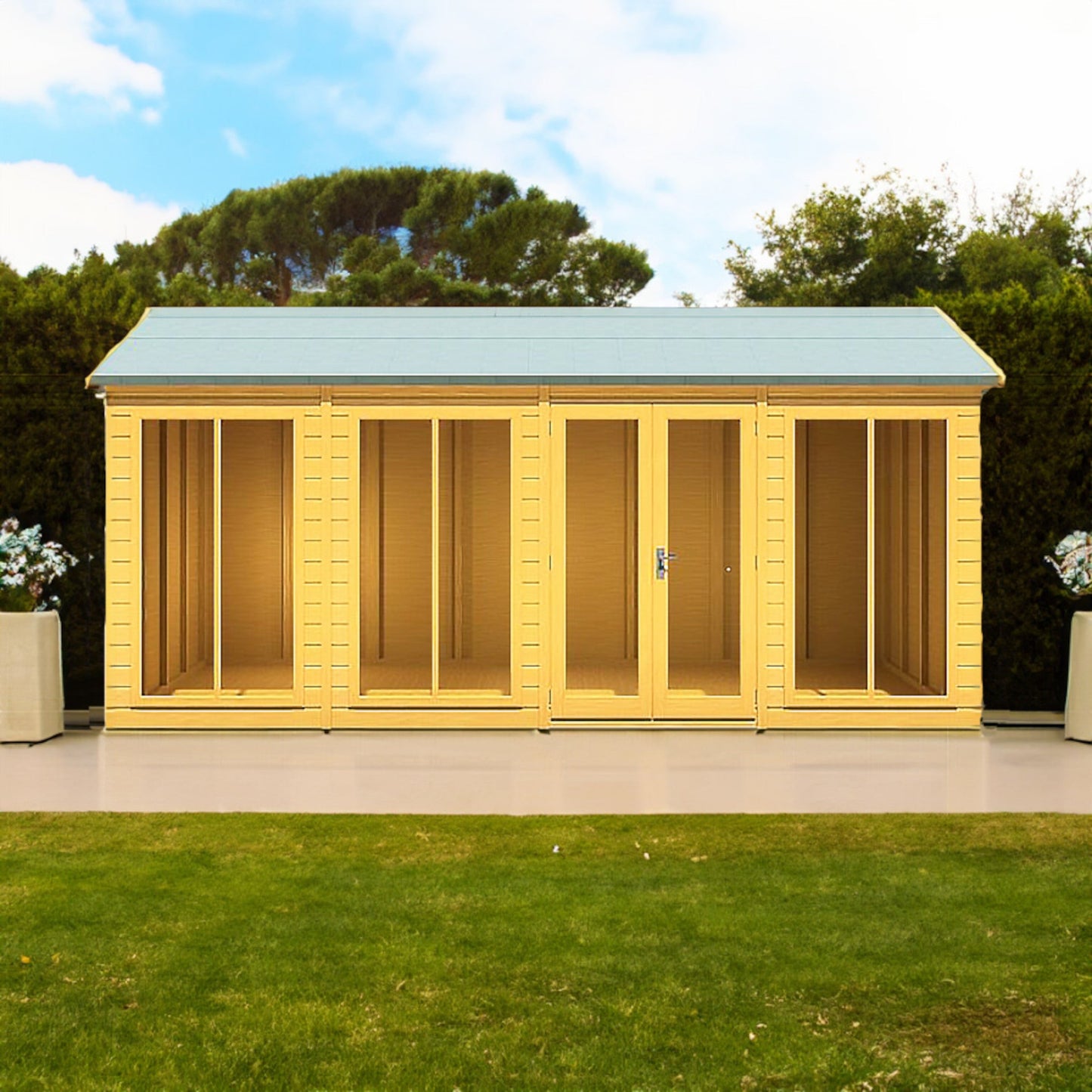Shire Mayfield 5' 7" x 15' 7" Reverse Apex Summerhouse - Premium Dip Treated Shiplap