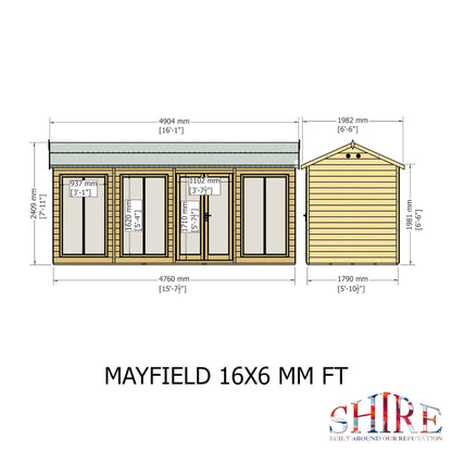 Shire Mayfield 5' 7" x 15' 7" Reverse Apex Summerhouse - Premium Dip Treated Shiplap
