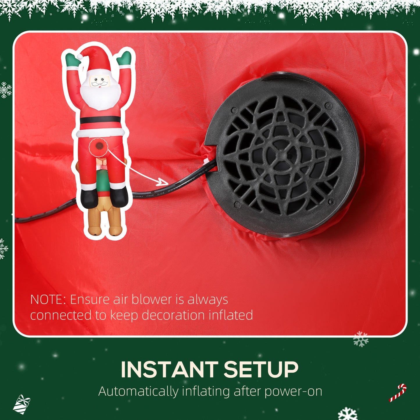 Santa And Dog Inflatable Christmas Decoration - 214cm