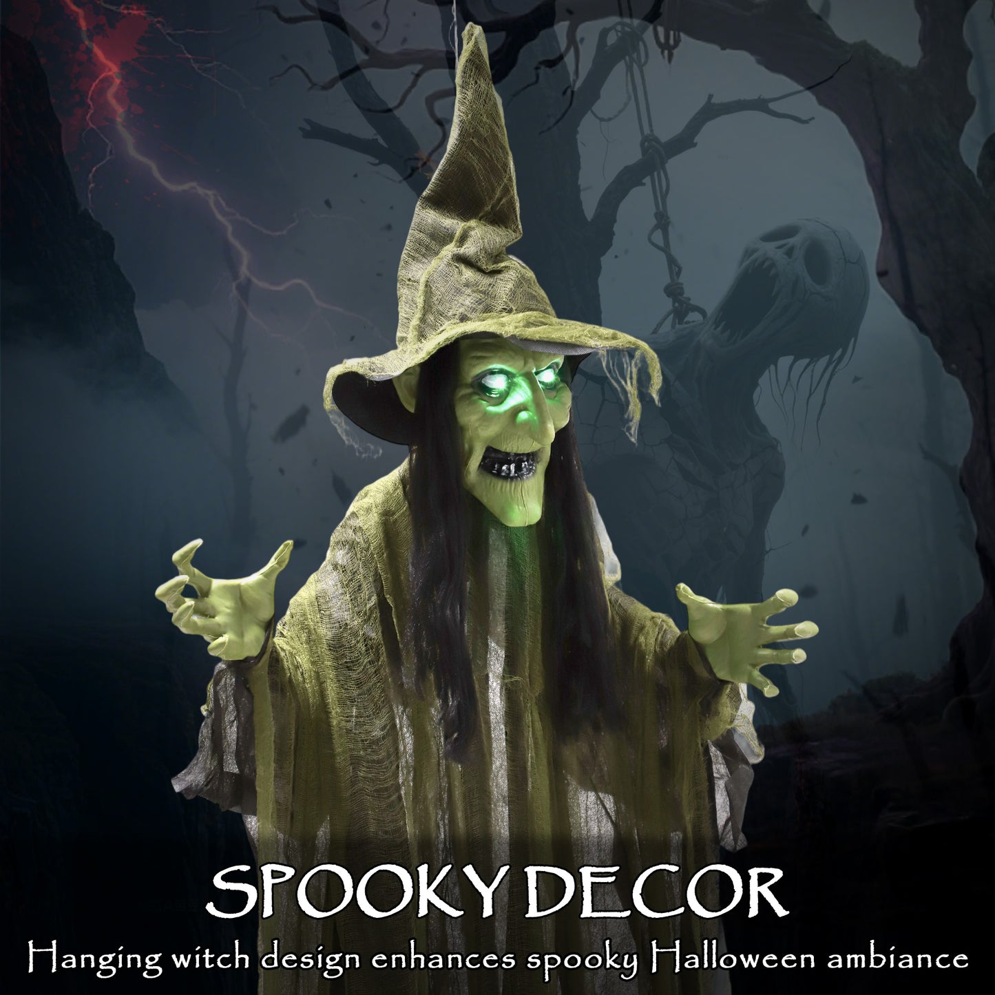 Animated Witch Halloween Decoration - 170cm