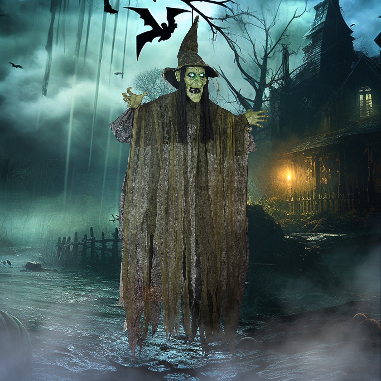 Animated Witch Halloween Decoration - 170cm