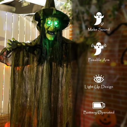 Animated Witch Halloween Decoration - 170cm