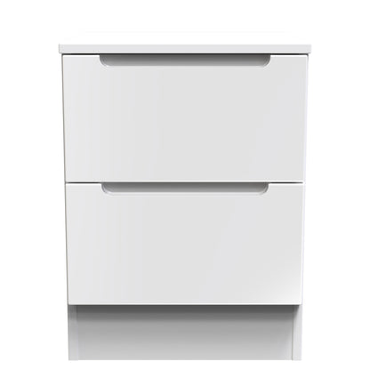 Milan Bedside Table White 2 Drawers 51cm