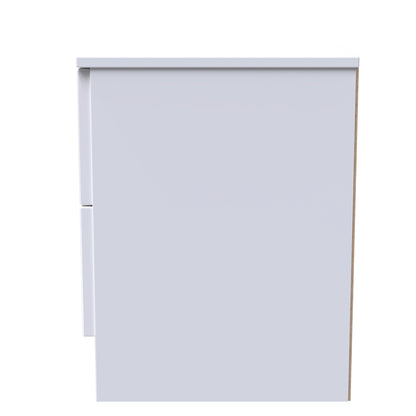 Milan Bedside Table White 2 Drawers 51cm