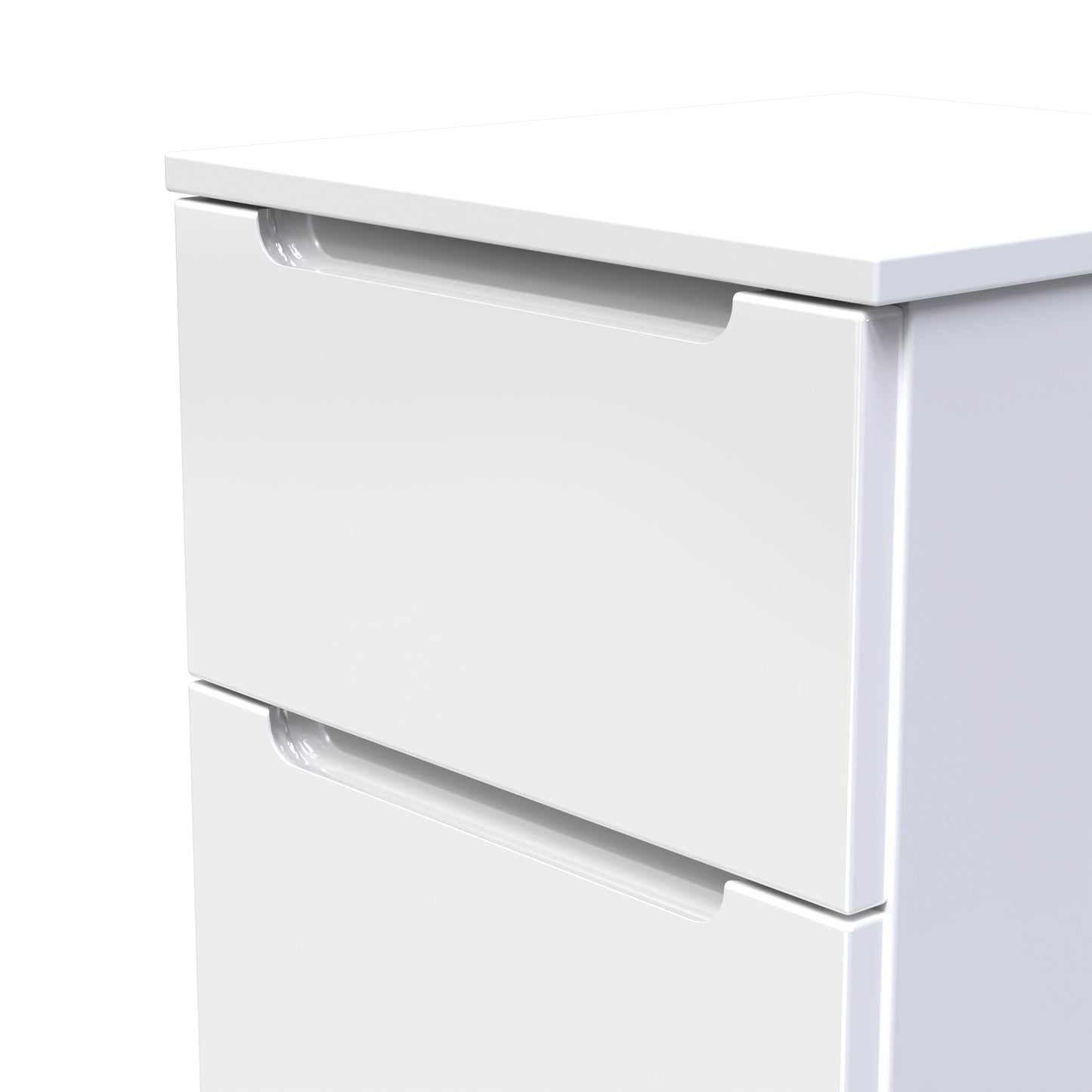 Milan Bedside Table White 2 Drawers 51cm