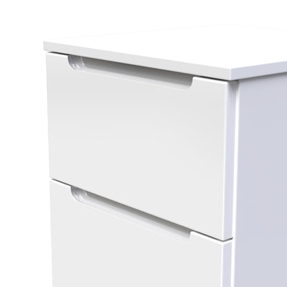 Milan Bedside Table White 2 Drawers 51cm