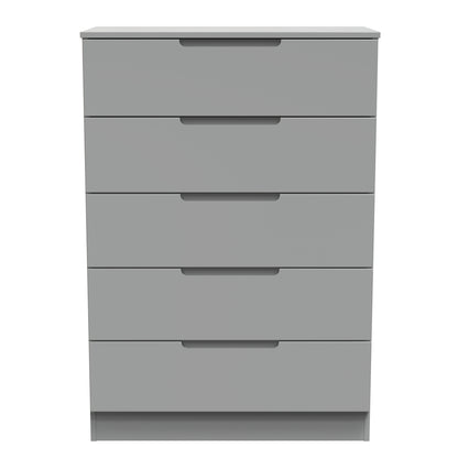Milan Tall Chest of Drawers Grey 5 Drawers 108cm