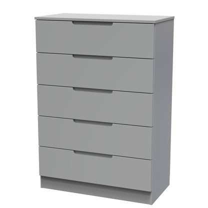 Milan Tall Chest of Drawers Grey 5 Drawers 108cm