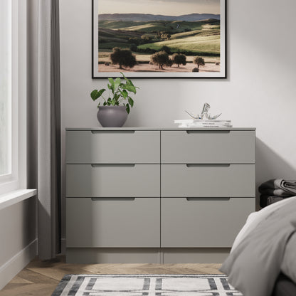 Milan Large Chest of Drawers Grey 6 Drawers 110cm