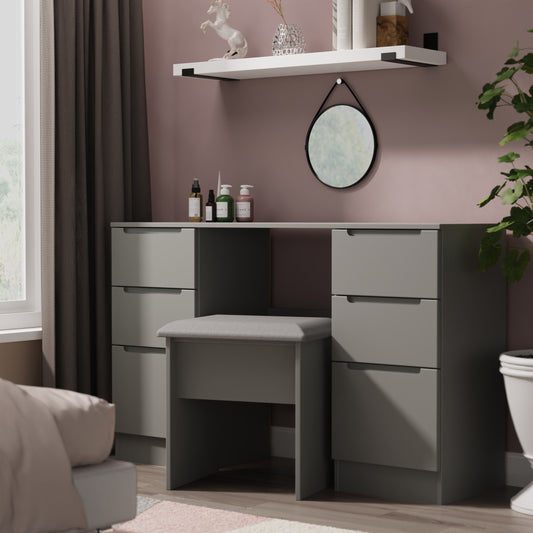 Milan Desk Grey 6 Drawers 125cm