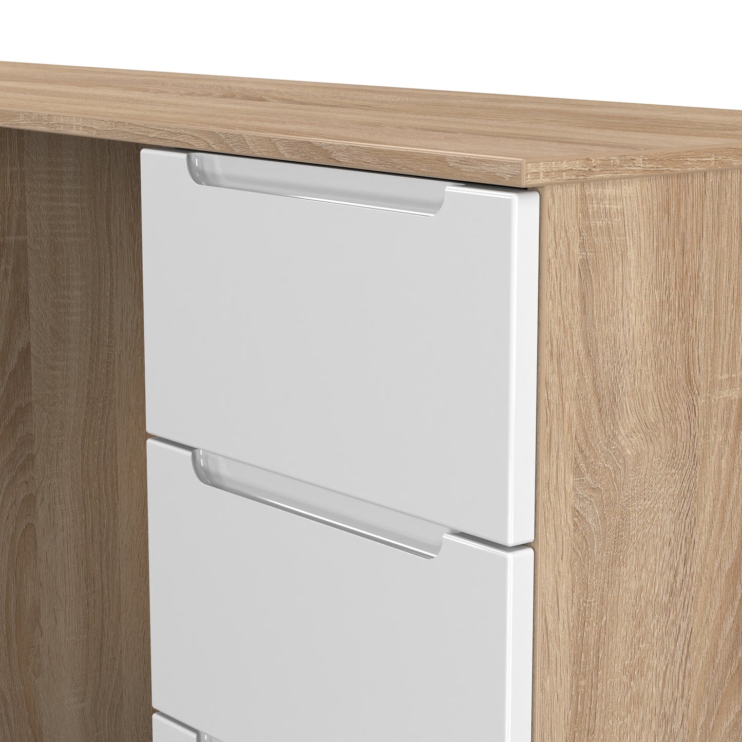 Milan Desk White & Oak 6 Drawers 125cm
