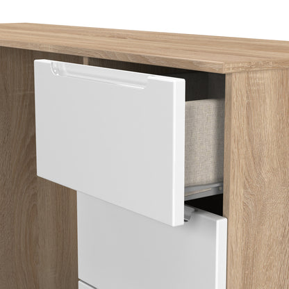 Milan Desk White & Oak 6 Drawers 125cm