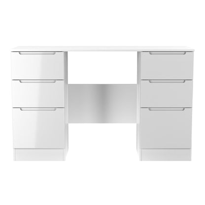 Milan Desk White 6 Drawers 125cm