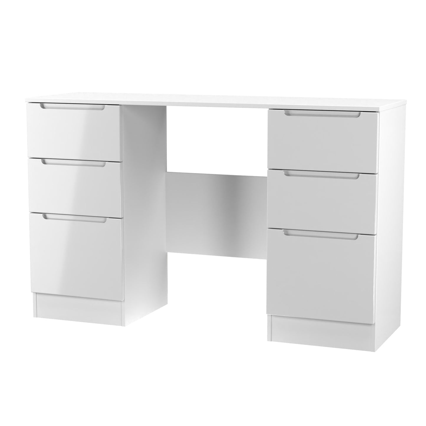 Milan Desk White 6 Drawers 125cm