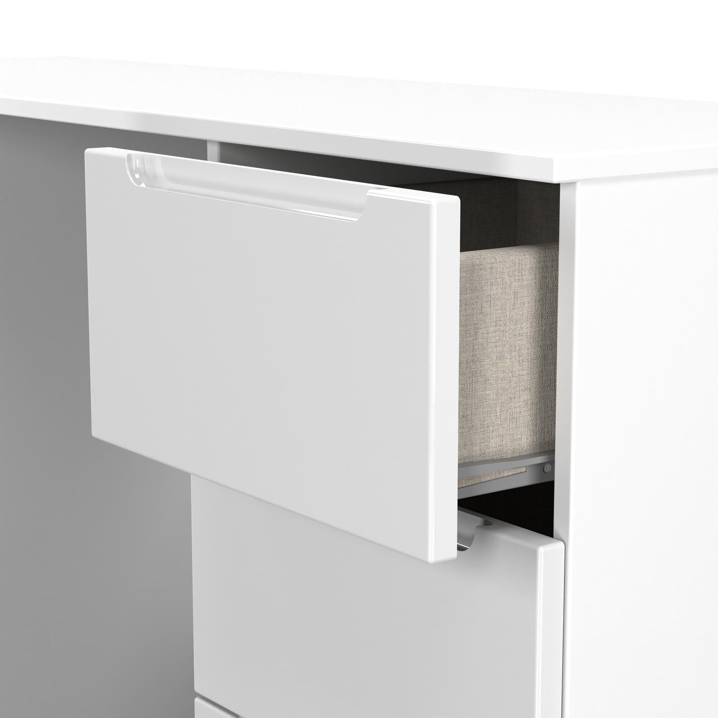 Milan Desk White 6 Drawers 125cm