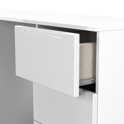 Milan Desk White 6 Drawers 125cm