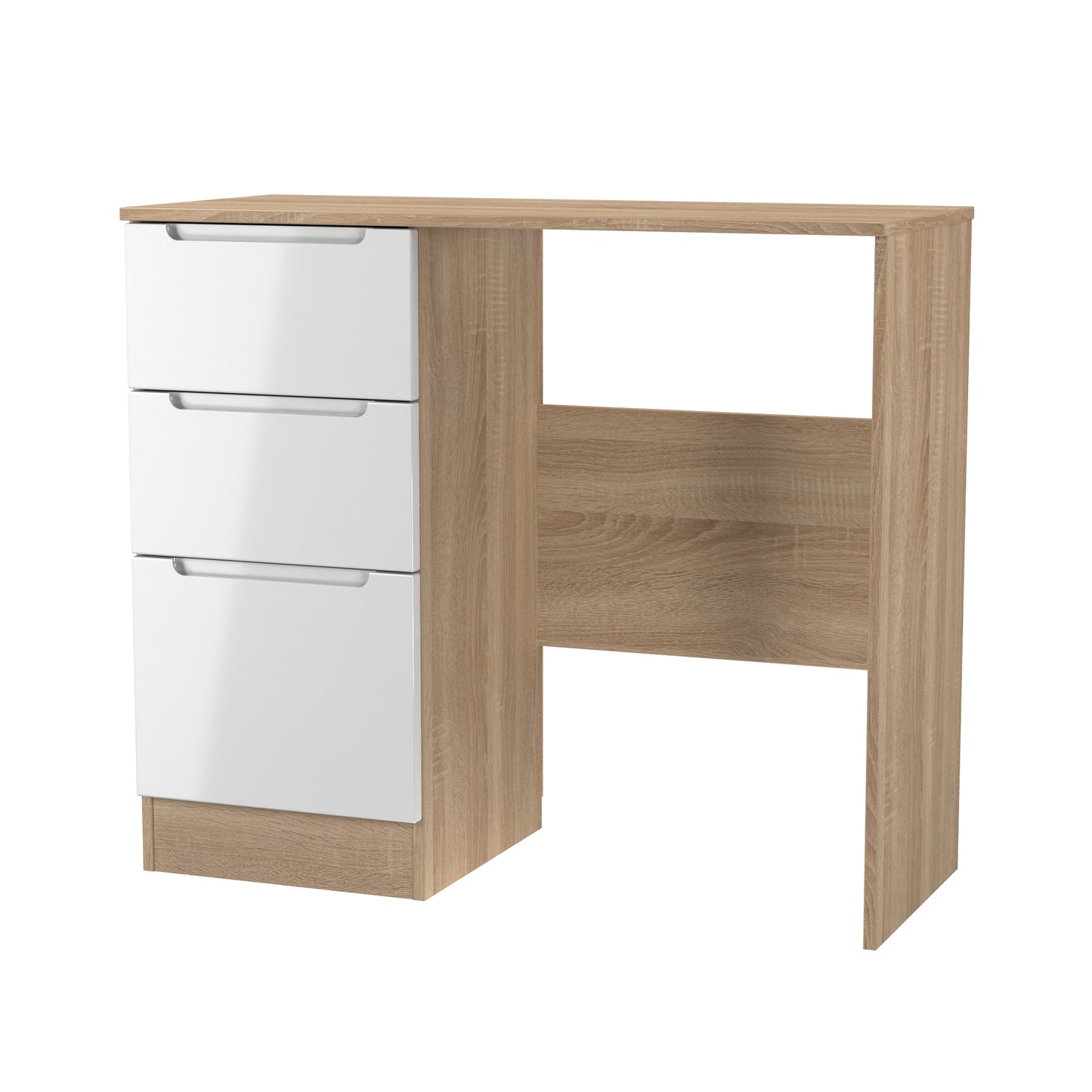 Milan Desk White & Oak 3 Drawers 90cm