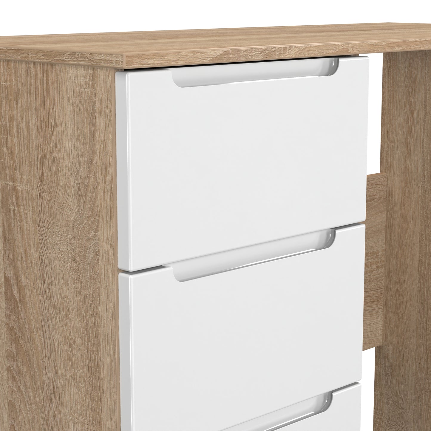 Milan Desk White & Oak 3 Drawers 90cm
