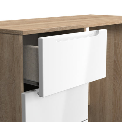 Milan Desk White & Oak 3 Drawers 90cm