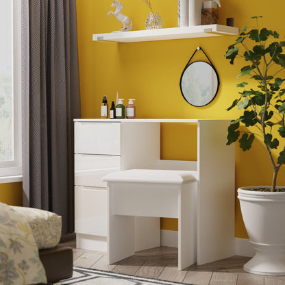 Milan Desk White 3 Drawers 90cm