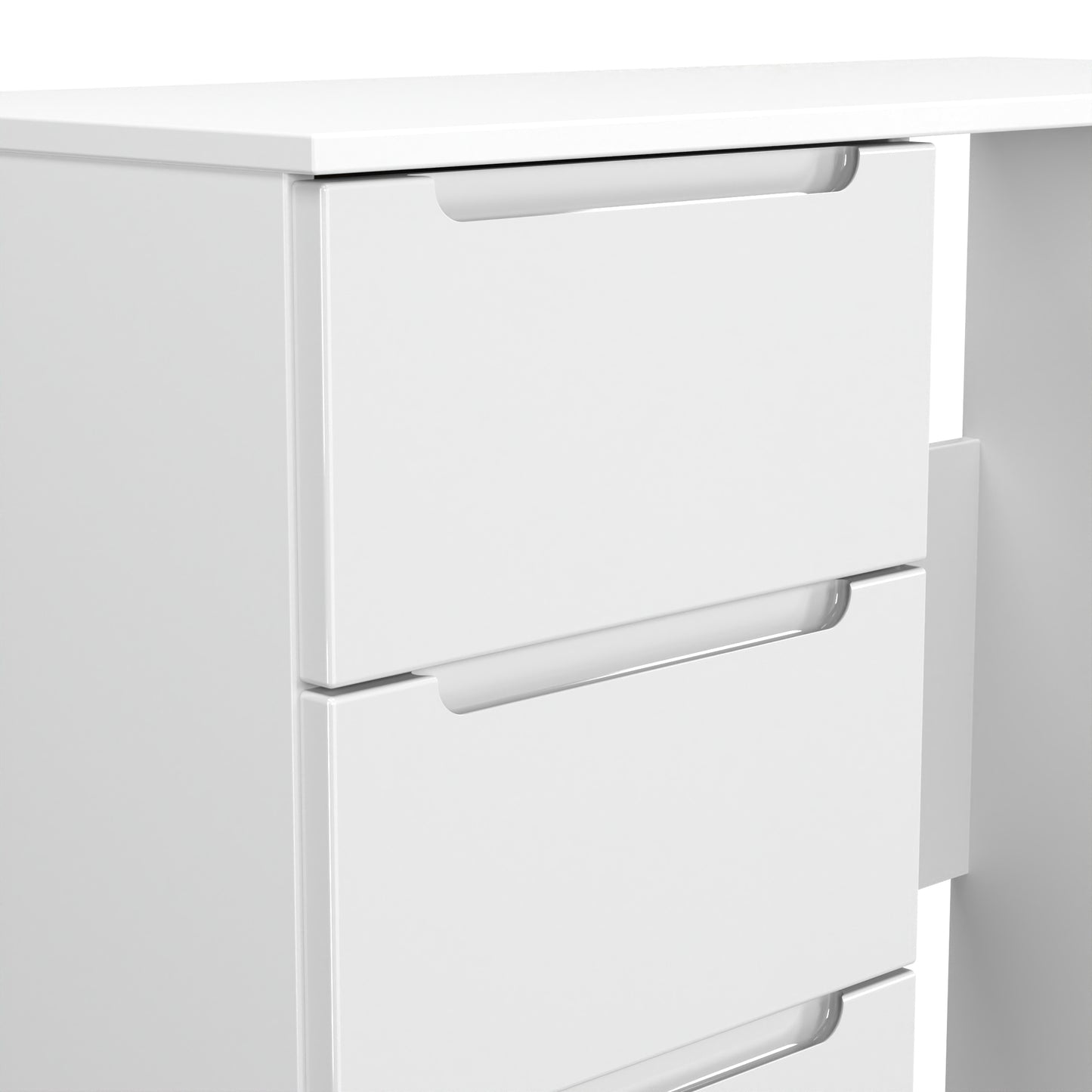 Milan Desk White 3 Drawers 90cm