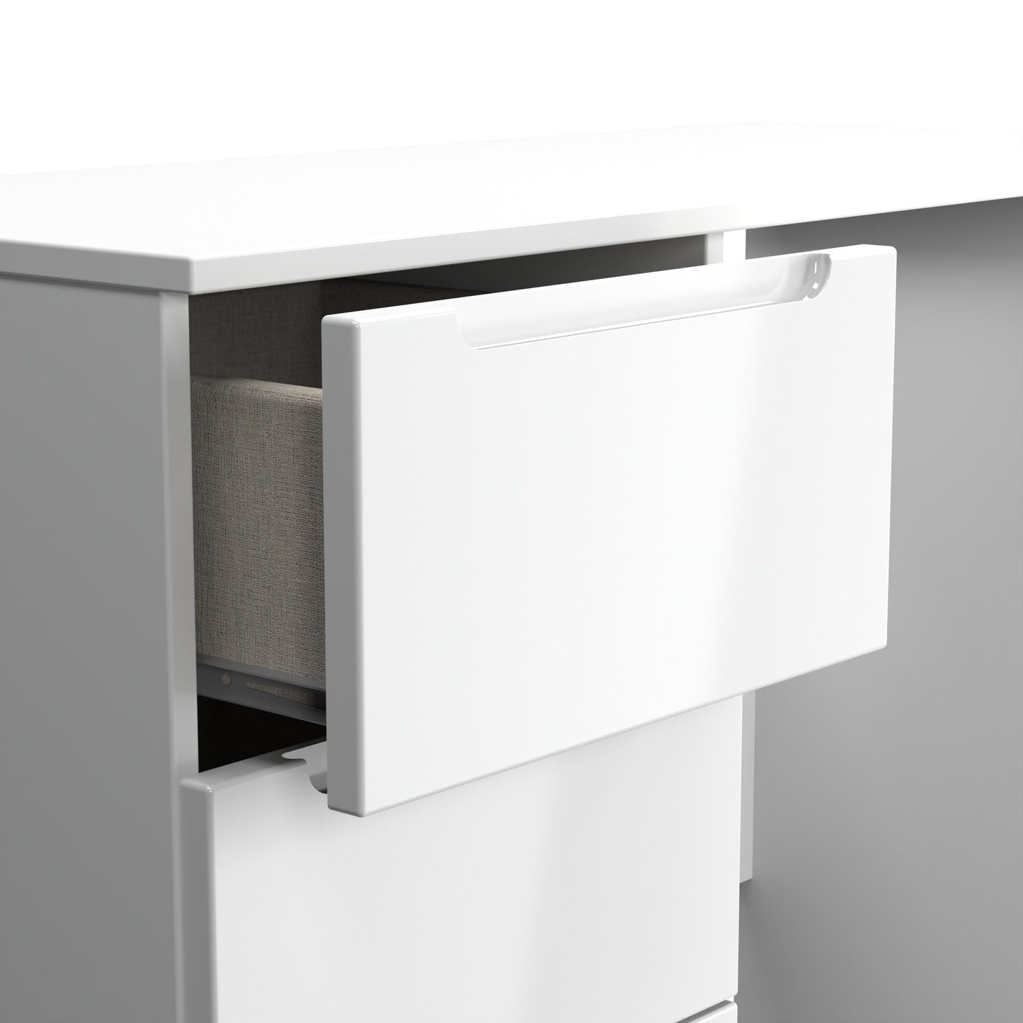 Milan Desk White 3 Drawers 90cm