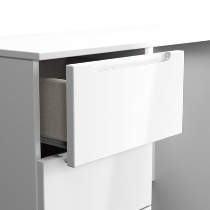 Milan Desk White 3 Drawers 90cm