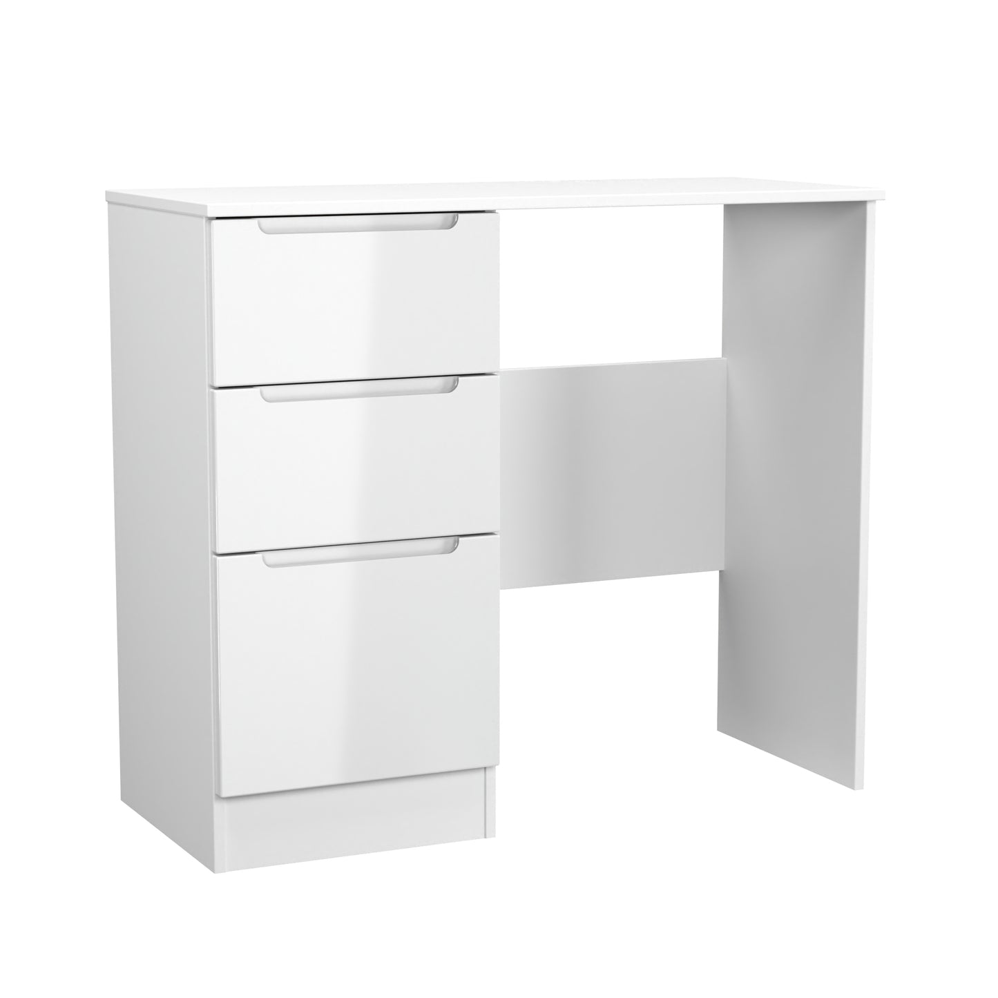 Milan Desk White 3 Drawers 90cm