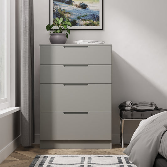 Milan Tall Chest of Drawers Grey 4 Drawers 108cm