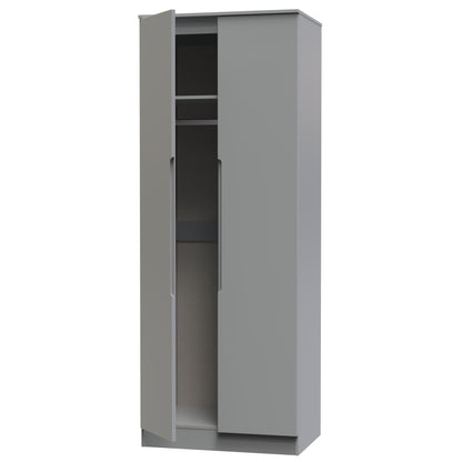 Milan Tall Wardrobe Grey 1 Shelf 196cm