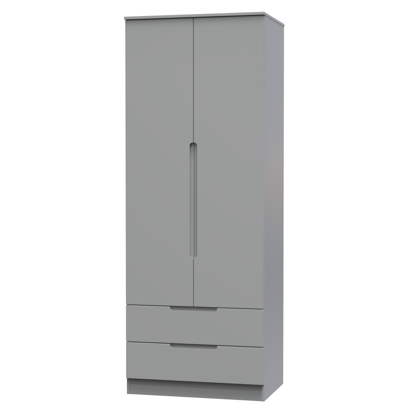 Milan Tall Wardrobe Grey 2 Drawers 196cm