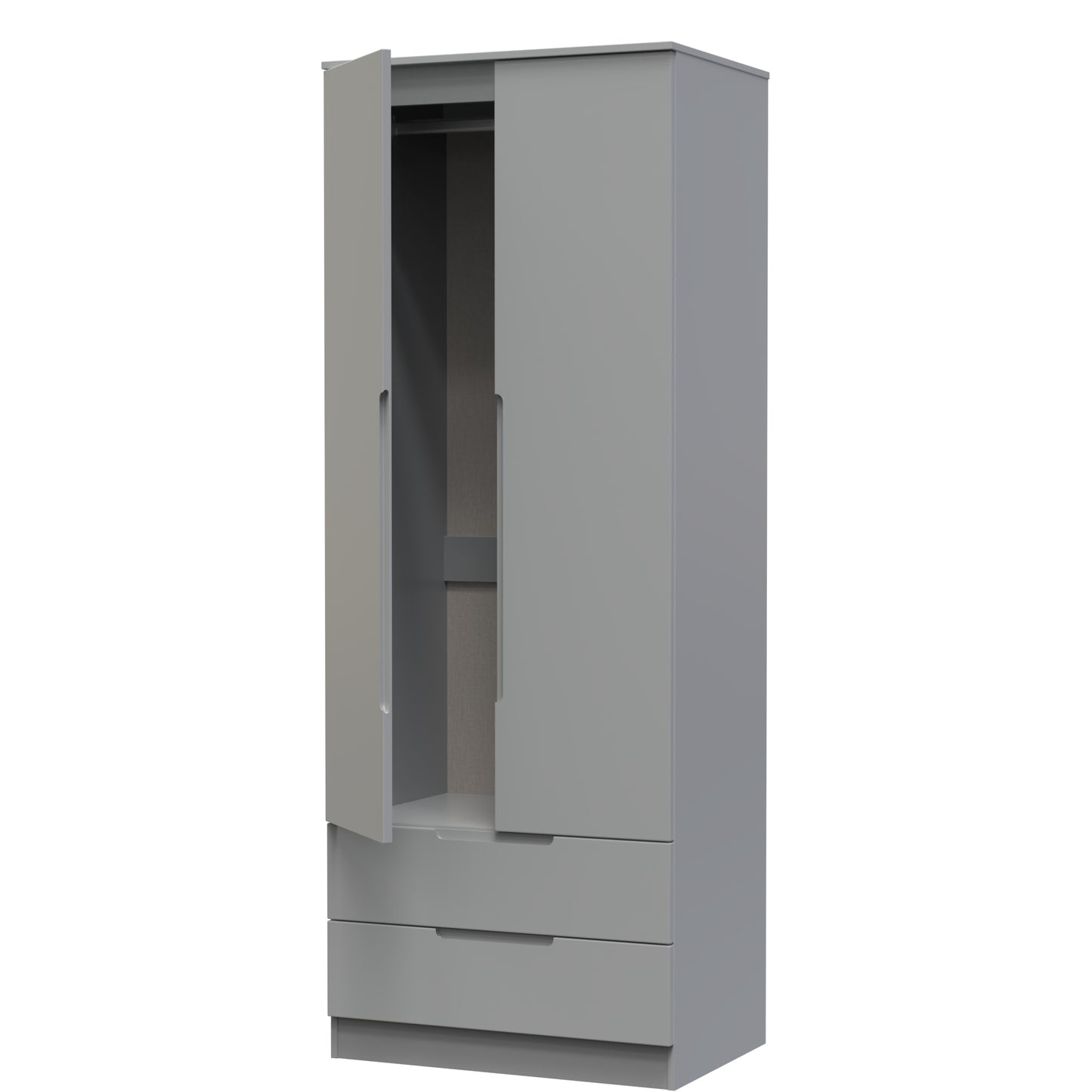 Milan Tall Wardrobe Grey 2 Drawers 196cm